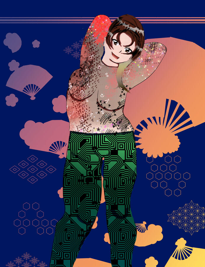 Felicity strikes a pose